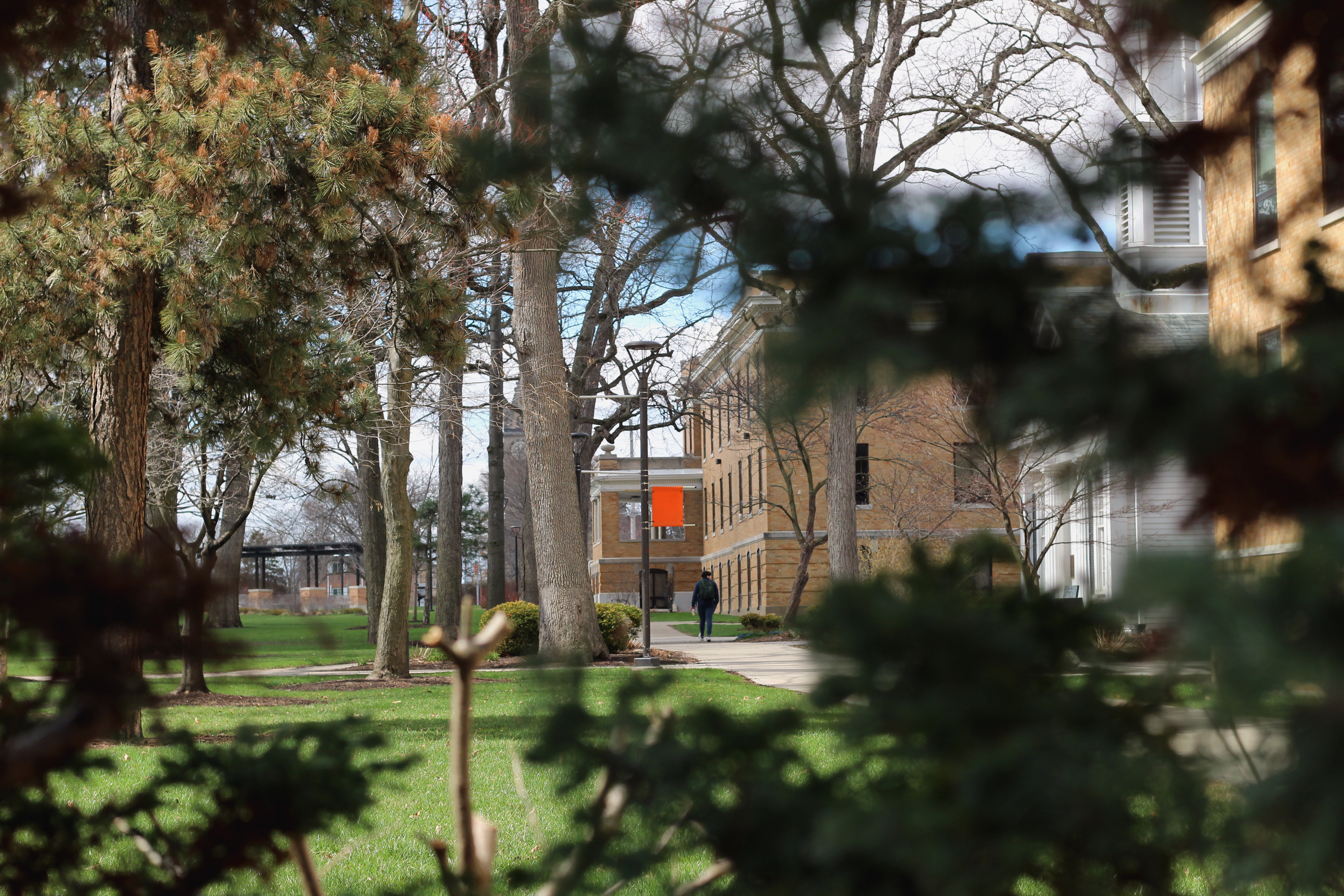A student walking on campus