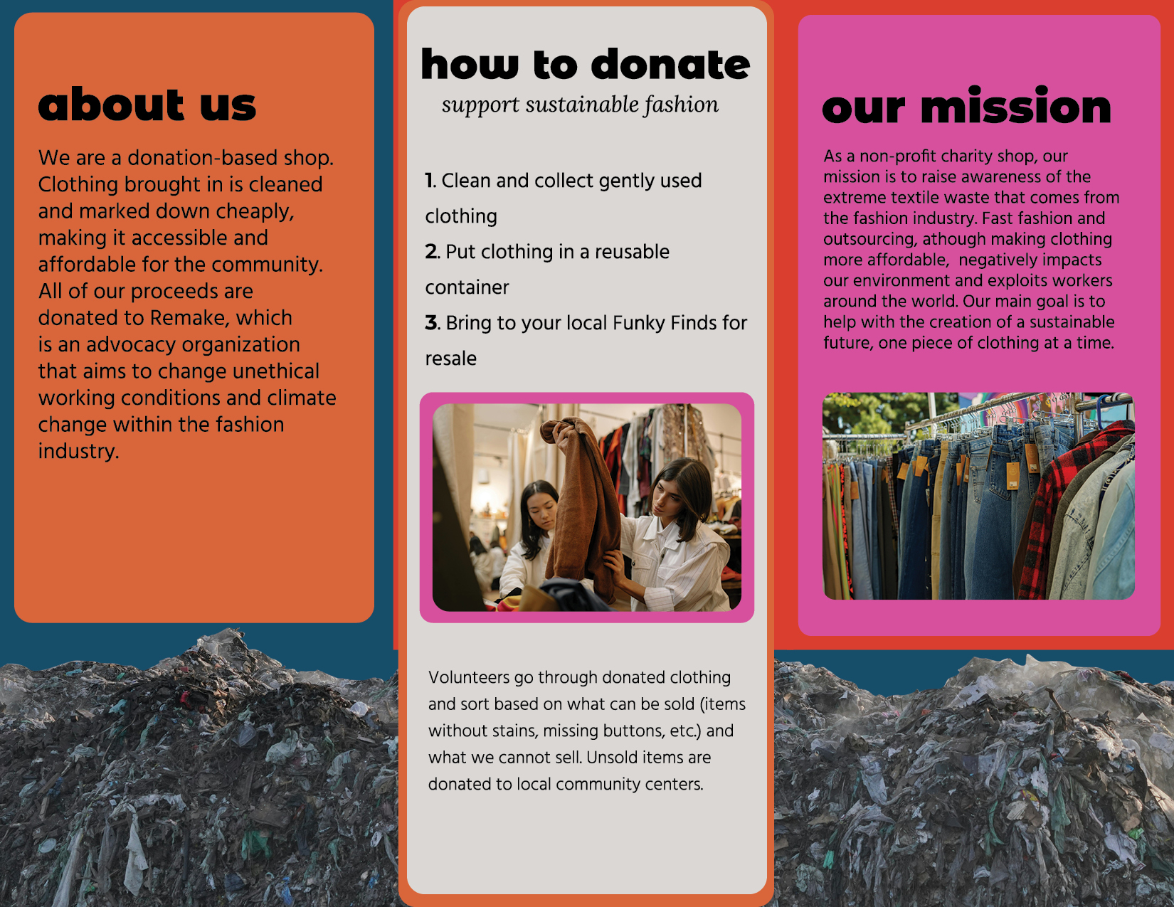 The inner 3 flaps of a tri-fold brochure.